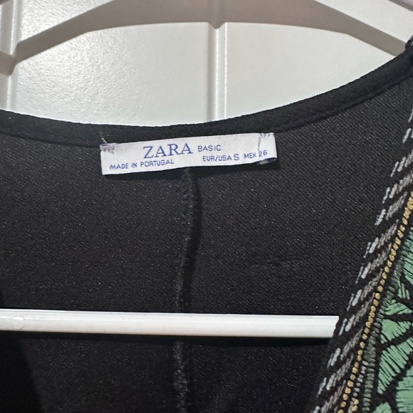 Zara Black and Green Patterned Dress Small - Picture 3 of 3